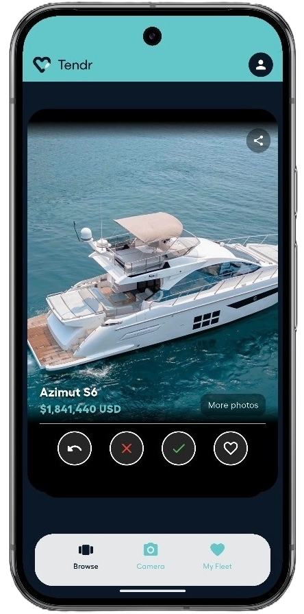 Tendr app screenshot - Browse boats